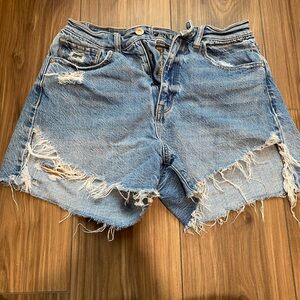 American Eagle Outfitters Light Blue Ripped Jean Shorts